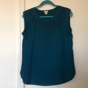 J Crew Teal Silky Shell XS